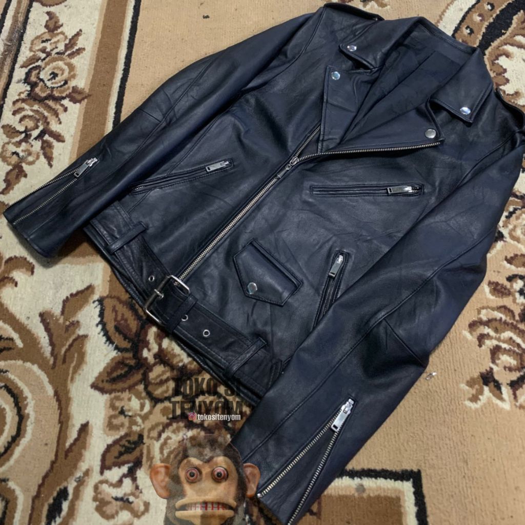Jaket kulit asli ramones brand STUDIOUS 1 Made in Japan size S fit m