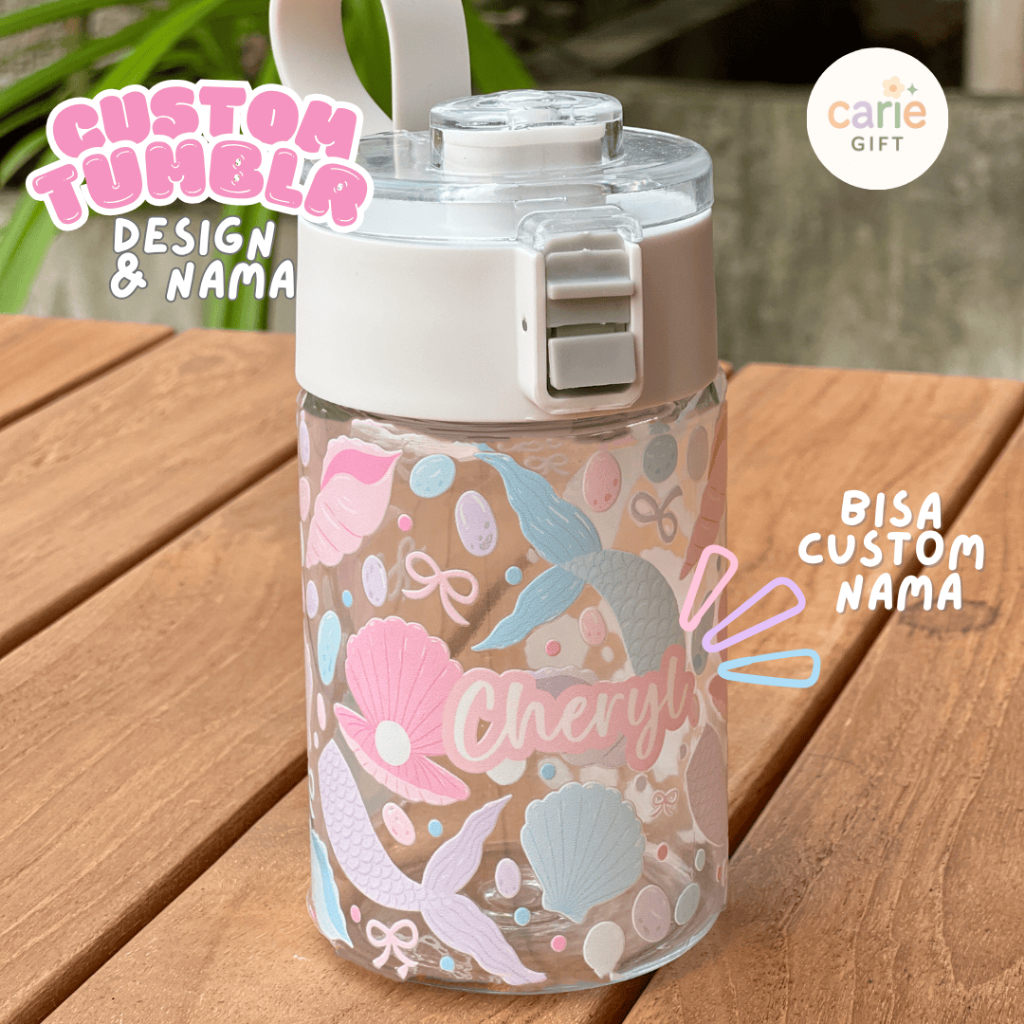 Carie Gift - Tumblr Custom | Botol Minum Anak Custom | Souvenir Ultah Anak Custom | Paket Ultah Anak