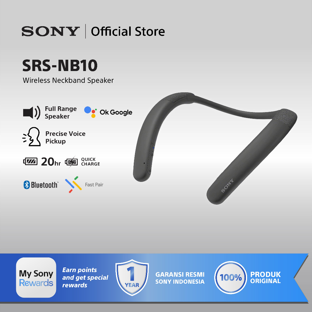Sony SRS-NB10 Speaker Nirkabel Bluetooth dengan Mikrofon - Gray/White