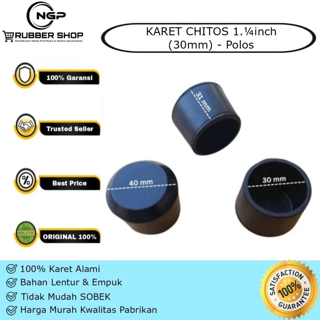 Karet kaki Chitose 1¼ inch ( 30mm) / Karet kaki kursi Chitose 1¼ inch polos