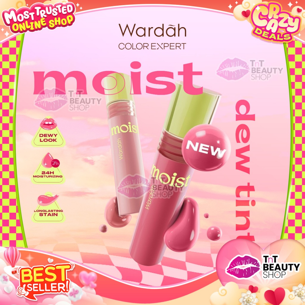 Wardah Moist Dew Tint 3 g - Liptint yang Mengadung Oatmilk dan Pentavitin | TnT Beauty Shop