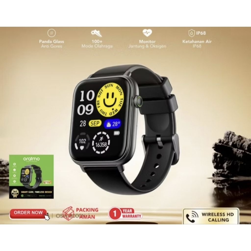 Oraimo OSW 8000N Smartwatch Original | Full Touch HD | Bluetooth Call + Health Tracker
