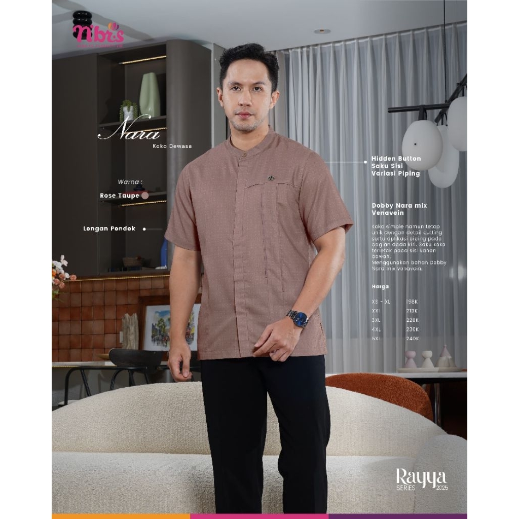 Baju Set Couple Rayya Series 2025/Baju Lebaran/Baju Couple - Nara Rose Taupe | Produk Original By Ni