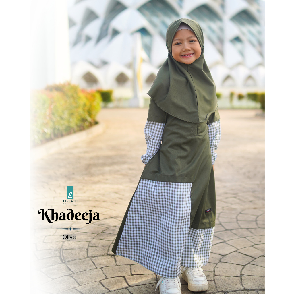 Setelan Baju Gamis Muslimah Anak Perempuan Syar'i Plus Jilbab Khadeeja Original By : El-Fath
