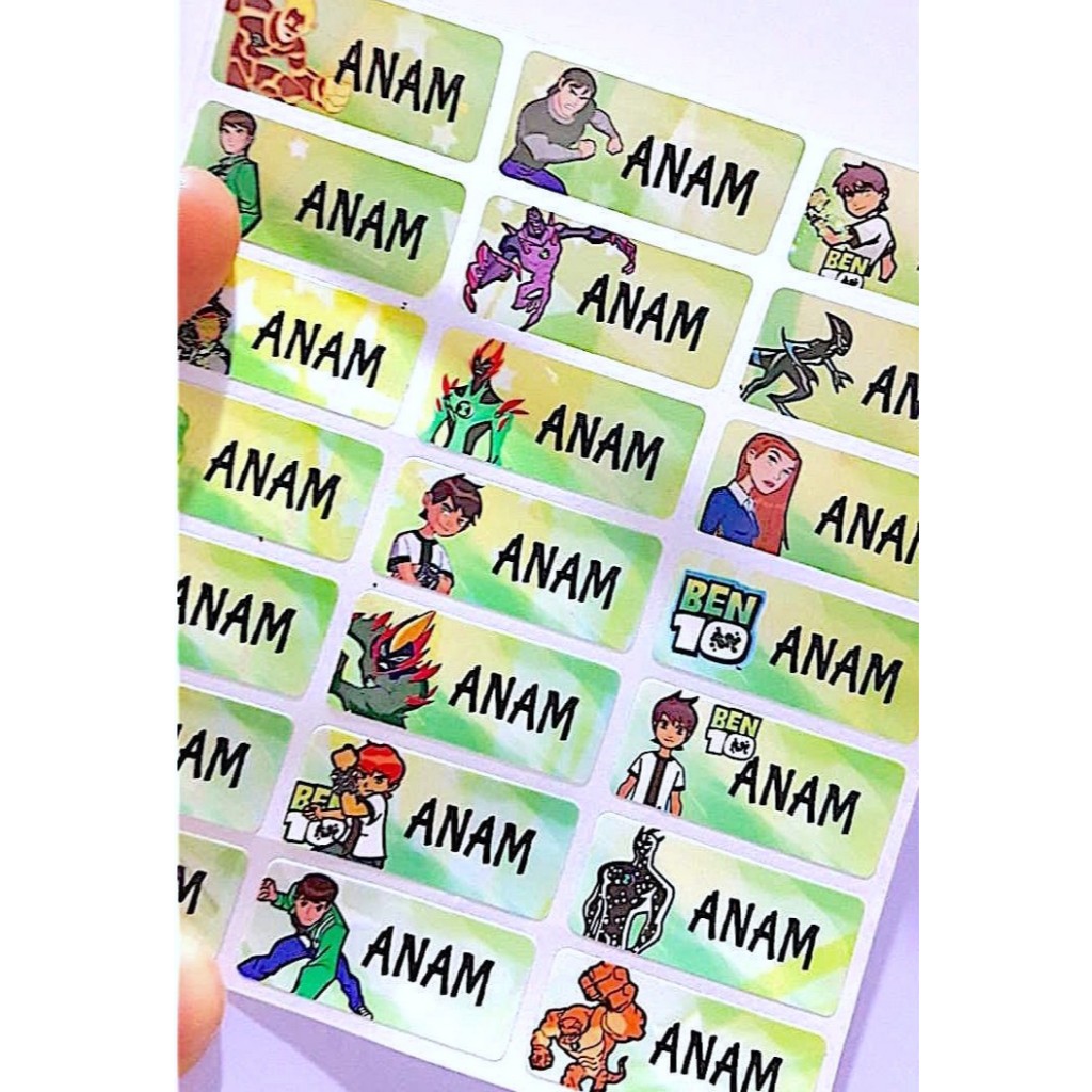 Label Nama Anti Air Sticker Waterproof Ben 10