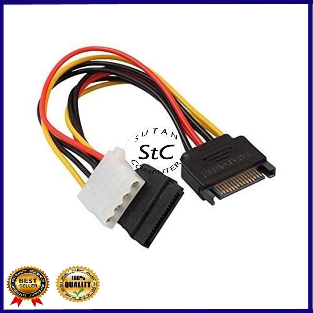 KABEL ADAPTER POWER SATA MALE KE POWER SATA FEMALE + POWER MOLEX IDE