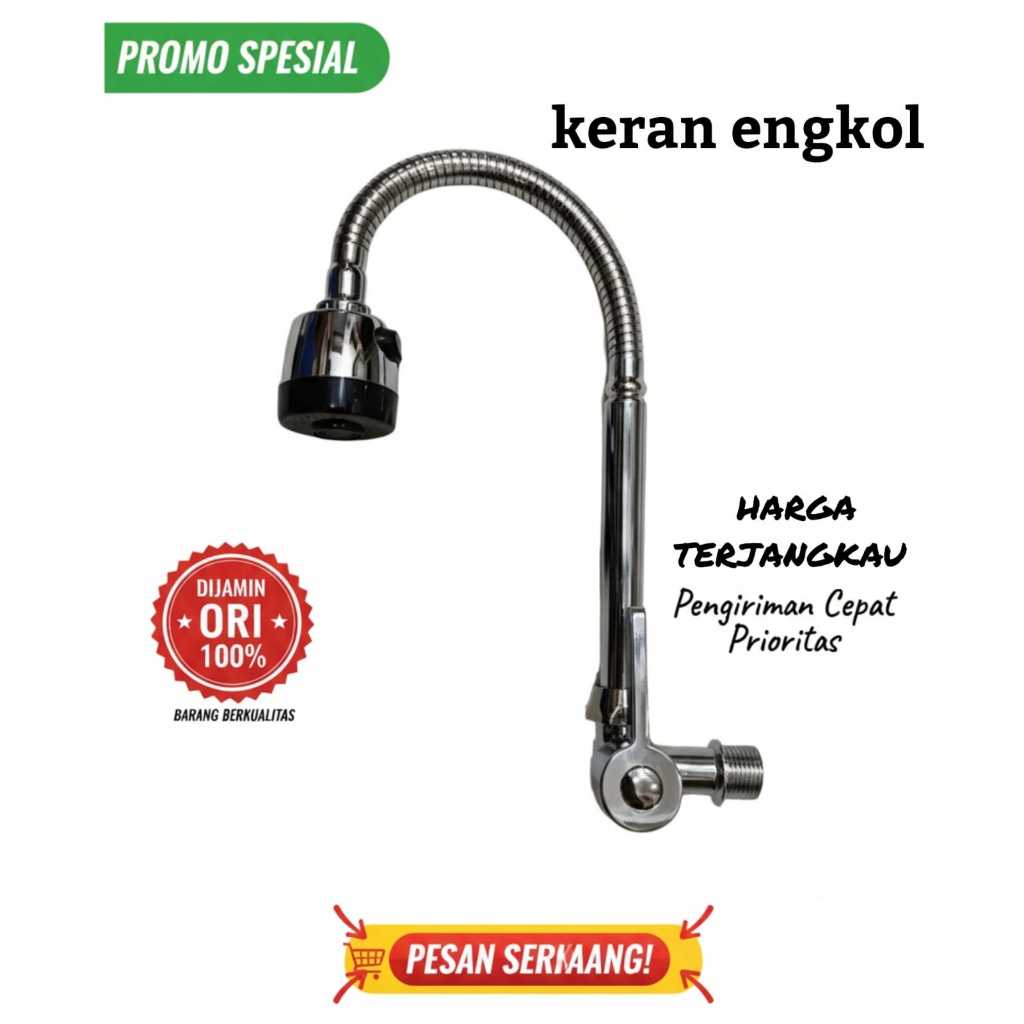 Kran Angsa Fleksibel Stainless  Kran Cuci Piring Wastafel Fleksibel Kran Dapur