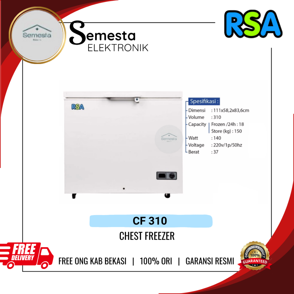 RSA CF 310 Chest Freezer CF-310 / CF310 Freezer Box 310 L