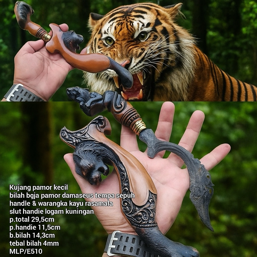 Kujang Pamor Damascus Khas Sunda Macan Siliwangi