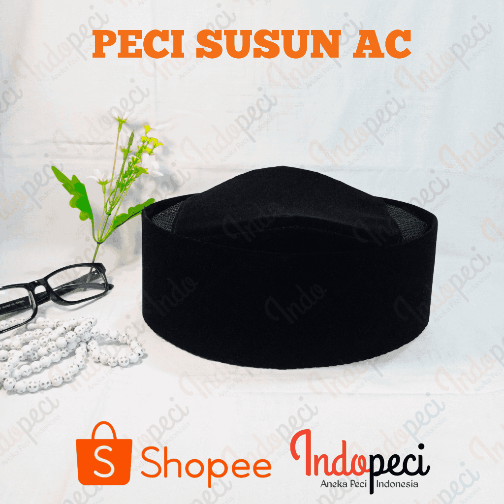 Peci Hitam Susun Dewasa Anak anak, Peci Susun Unik, Peci Susun AC Tinggi 9, Peci Susun Blusdru Halus