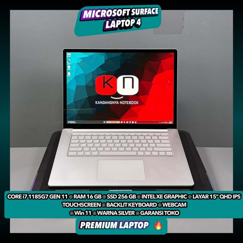 Microsoft Surface Laptop 4 Core i7 1185G7 Gen11 Ram 16/256GB Layar Qhd Ips