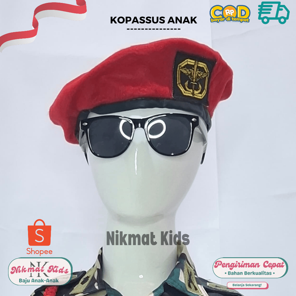 Baret kopassus anak baret merah kopasus anak asesoris kepala tni ad anak paud tk profesi karnaval
