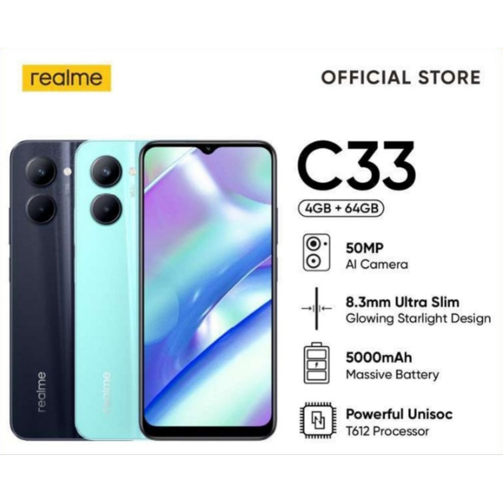 HP REALME C33 4/64 GB - RELMI C33 RAM 4GB ROM 64GB GARANSI RESMI 1TAHUN