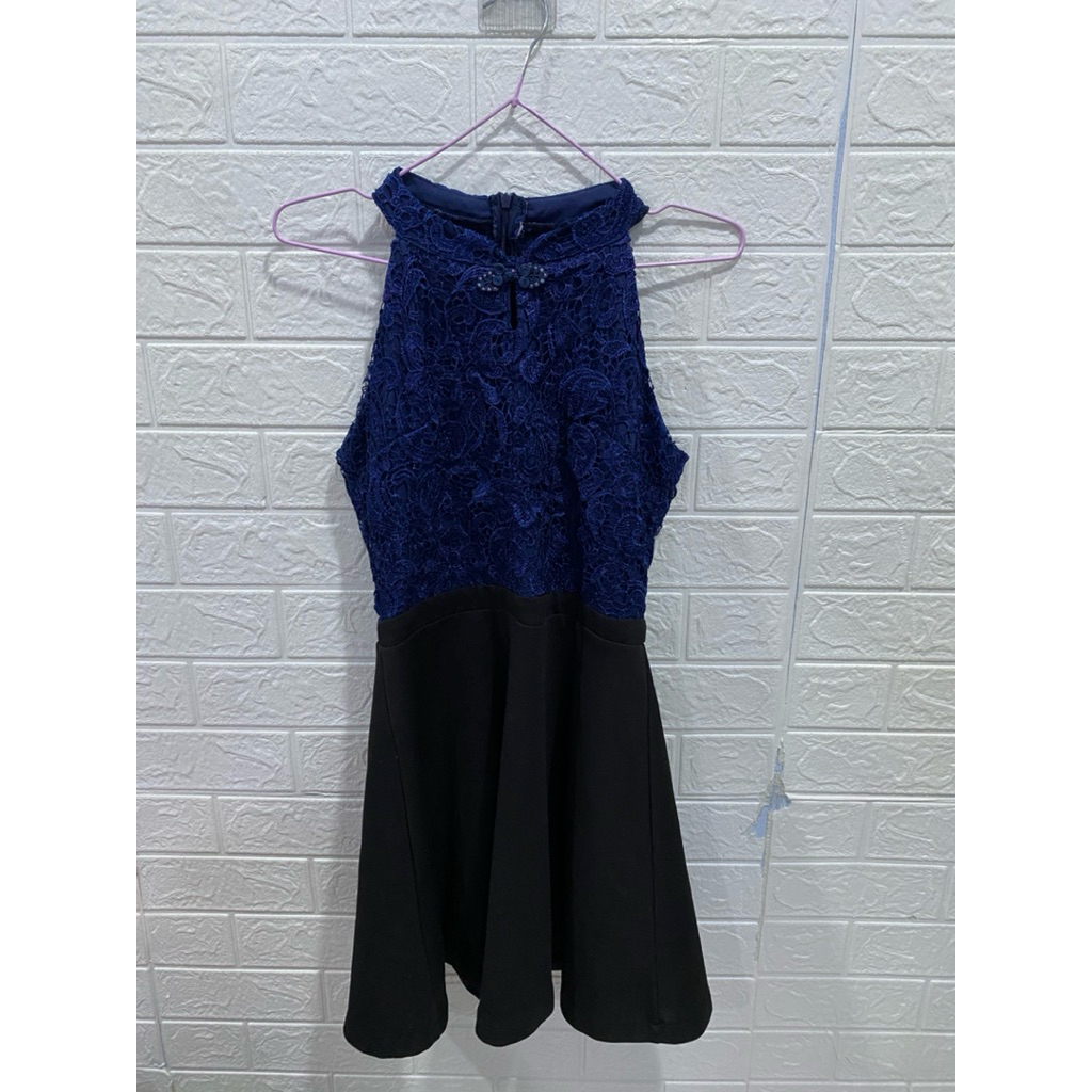 preloved dress navy cheongsam/qipao premium