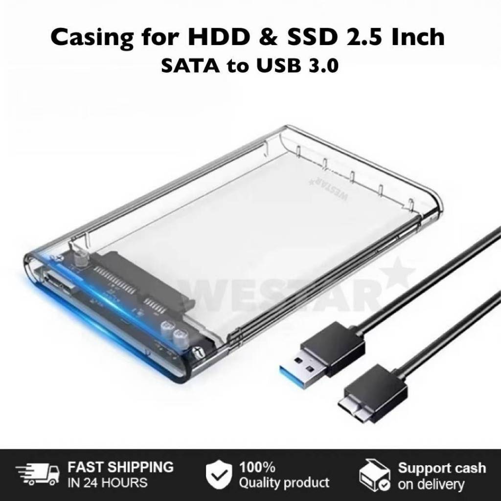 Casing Hardisk External HDD SSD External Case 2.5" USB 3.0 SATA Transparan