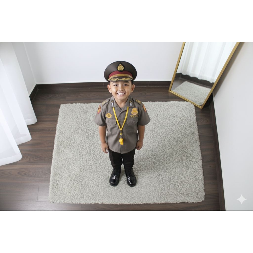 seragam baju polisi anak lengkap kostum polisi anak laki perempuan set baju polisi anak tk