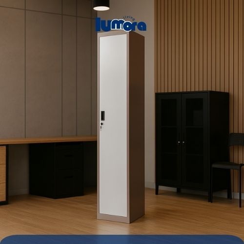 Locker Loker Besi 1 Pintu Warna Abu-abu Coklat Putih