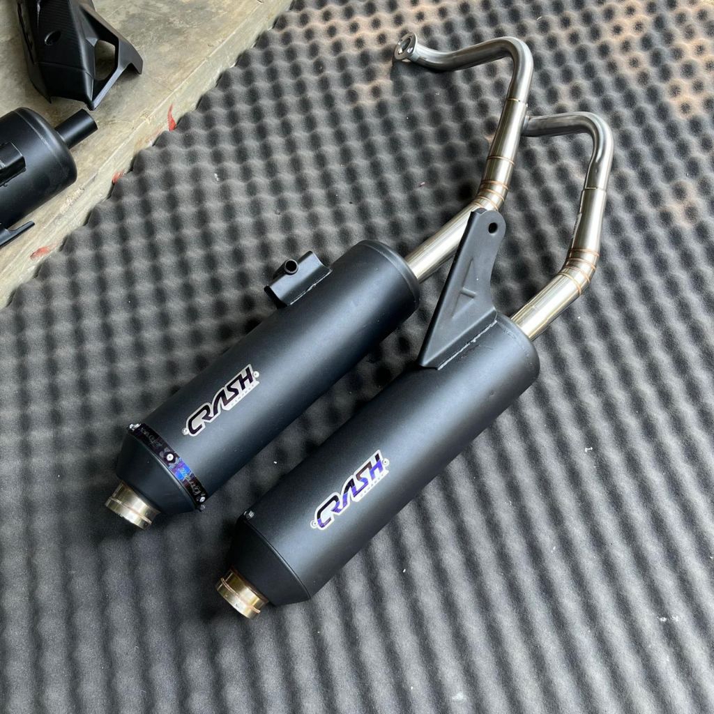 KNALPOT LUSTER CRASH EXHAUST Sarbor 3×4 beat Mio Nmax Vario Pcx aerox suara engker