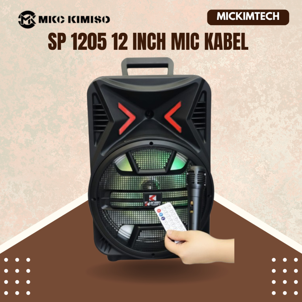 Speaker Bluetooth Portable Karaoke Suara Bass 12Inch - Speaker 1205 Free Mic