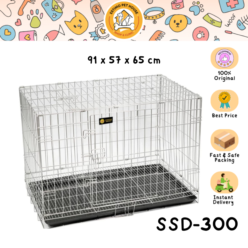 Kandang Anjing Kucing Stainless Steel OCTAGON SSD-300 Kandang Lipat Anti Karat dan Tahan Lama