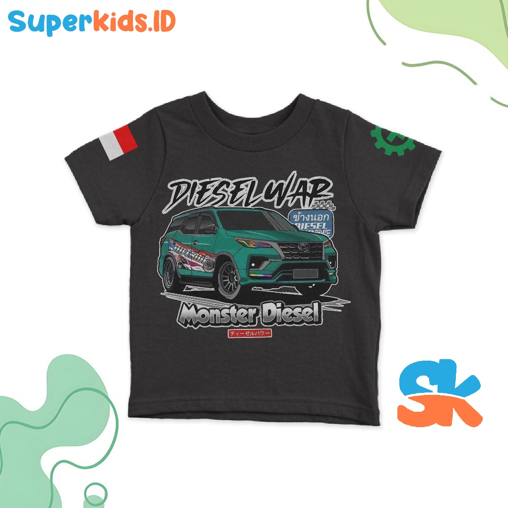 KAOS ANAK " Diesel War Monster Diesel " Baju Mobil Anak | Kaos Distro Murah Anak | BisaBayarDiTempat