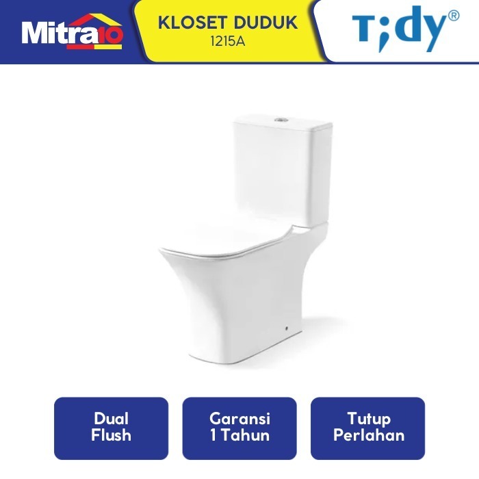 Kloset Duduk Slim Tidy 1215A Two Piece 76x38cm Putih - Closet