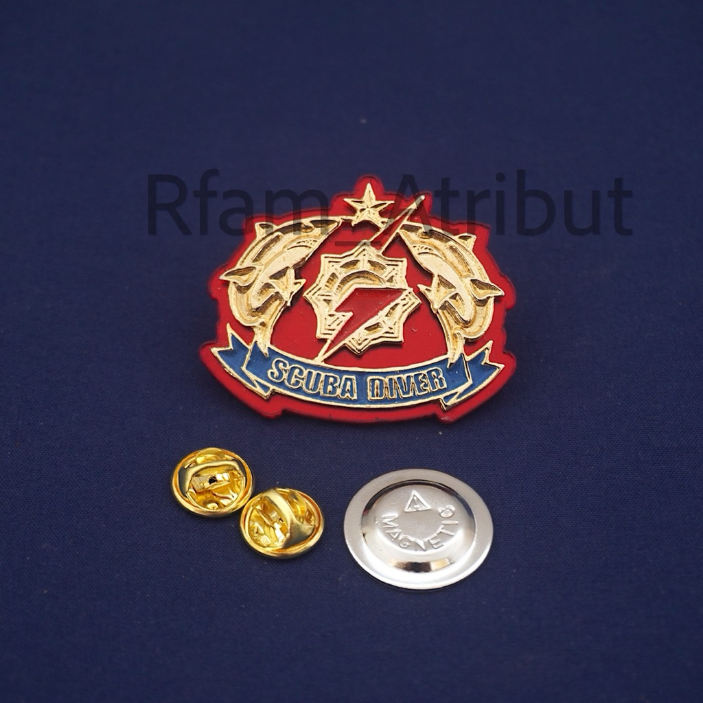 Pin Brevet Scuba Diver Brimob Polri Paku Magnet Premium