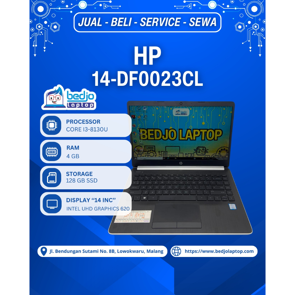 HP 14-DF0023CL TERLARIS Laptop HP Core i3 Gen 8, Laptop Second 2jutaan
