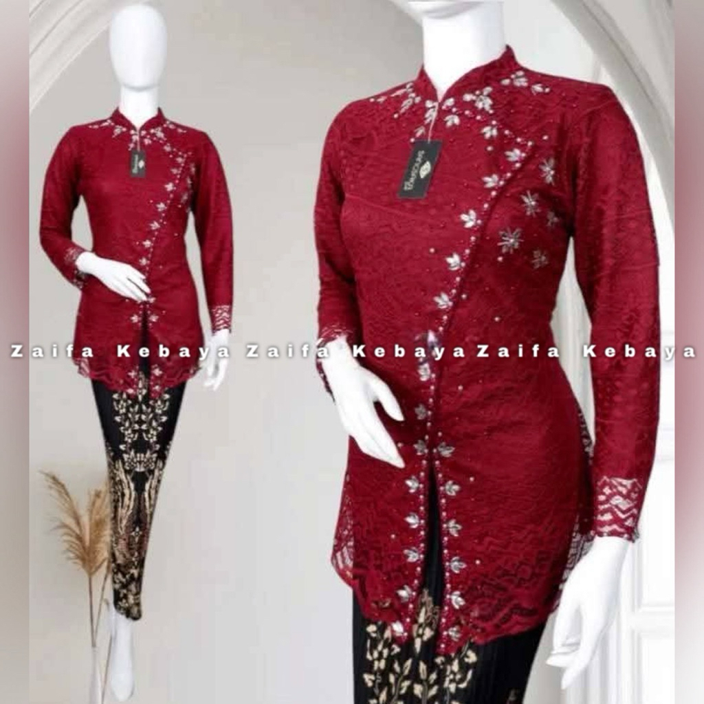 Kebaya Brokat Janggan Payet Modern - Set Kebaya Wisuda Modern - Kebaya Modern - Kebaya Remaja - Keba
