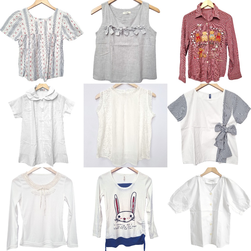 Tile Baju Top Atasan Blus Blouse Kemeja Fashion Cewek Wanita Katun Lengan Pendek Panjang Polos Korea