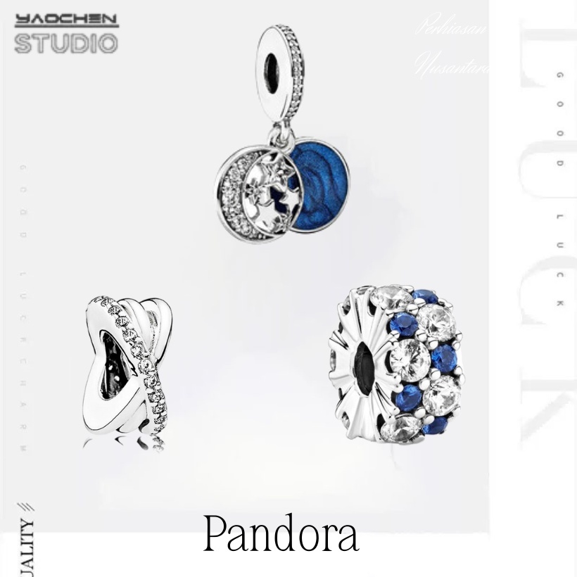 100%Original Pandora Charm cincin bintang perak 925 desain minimalis hadiah DIY perhiasan ulang tahu