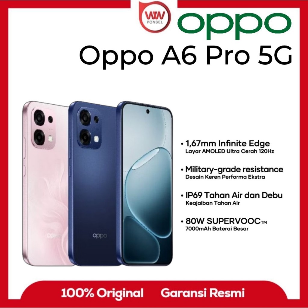 Hp Oppo A6 Pro 5G Ram 8GB Internal 256GB Garansi Resmi