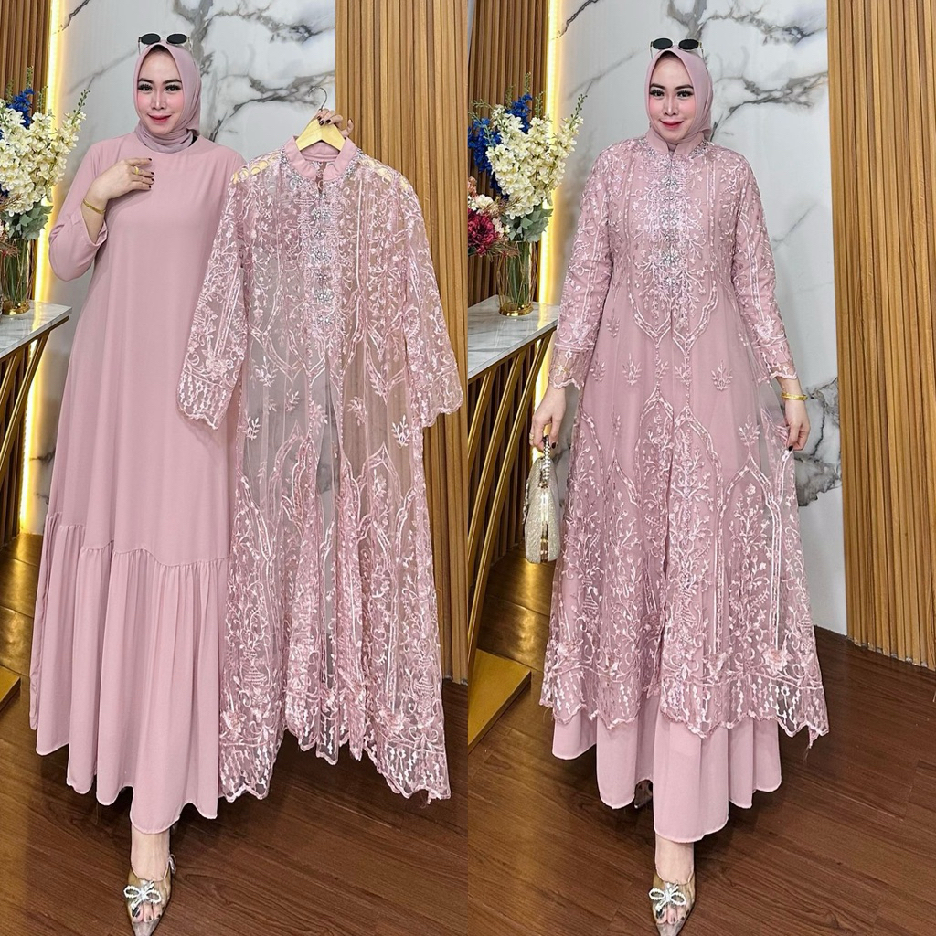 syifa dres/gamis set iner outer premium/gamis pesta Redy warna