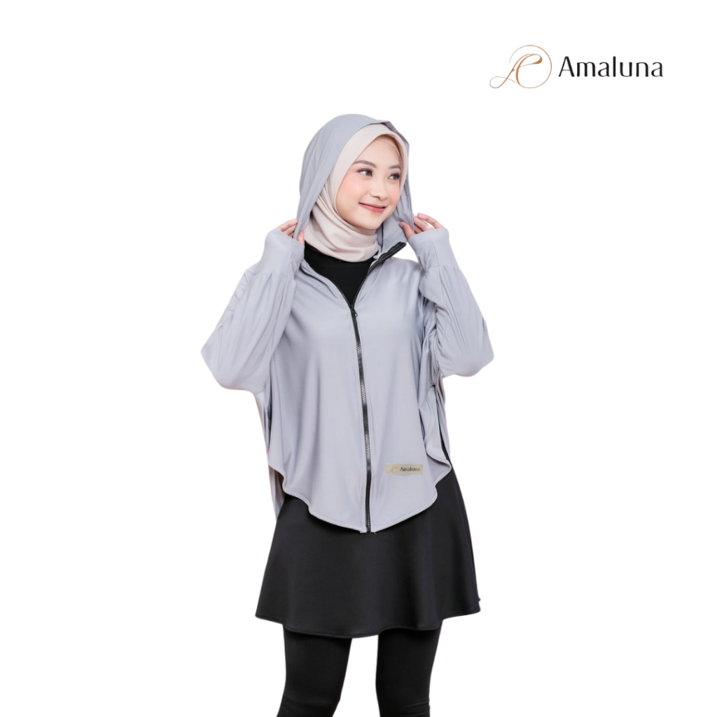 AMALUNA - Hijab Jacket Outer Olahraga Sport Croptop Wanita Oversize Olahraga Muslim