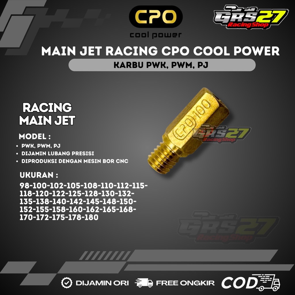MAIN JET CPO KARBU PWK PWM PJ SPUYER MAIN JET RACING CPO COOL POWER ORI ORIGINAL
