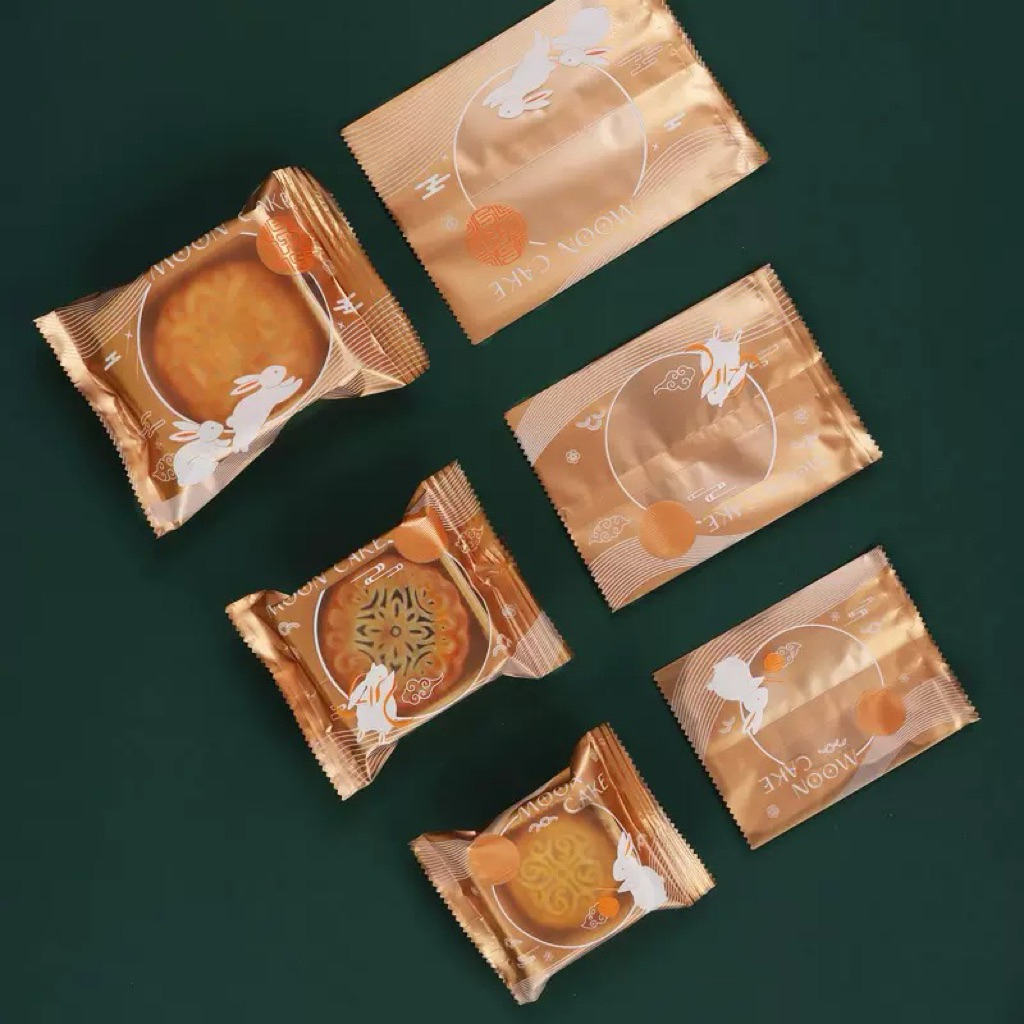 [8010] Plastik Pouch Mooncake Foil Motif Kelinci Emas – Bungkus Kue Bulan Premium | Unibox.id