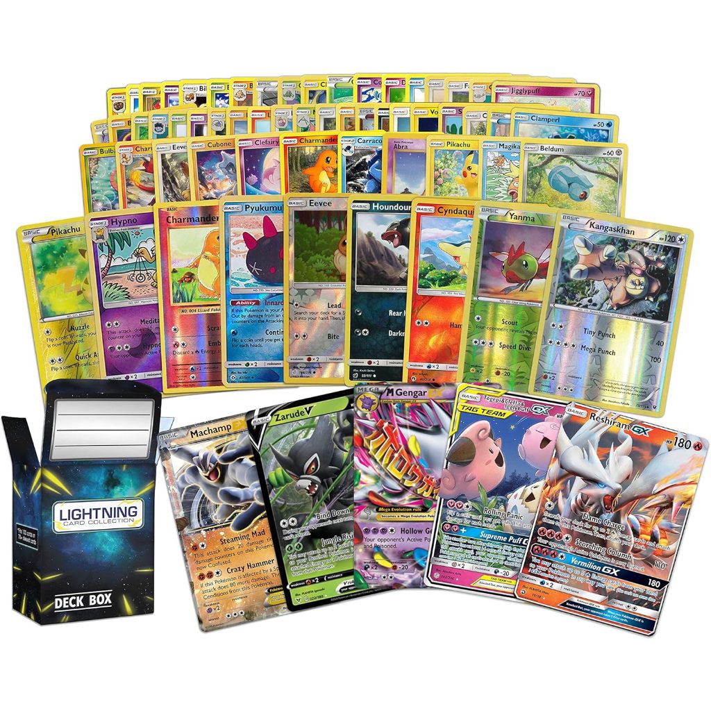 Pokemon 100 Pokemon Card Lot with Legendary Ultra Rare Cards- Bundle with a LCC Deck Box Included