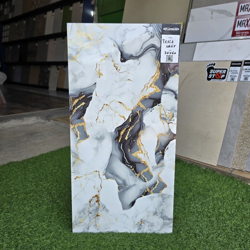 Keramik Dinding Motip Marmer Platinum Cutting 30x60 TESLA GREY