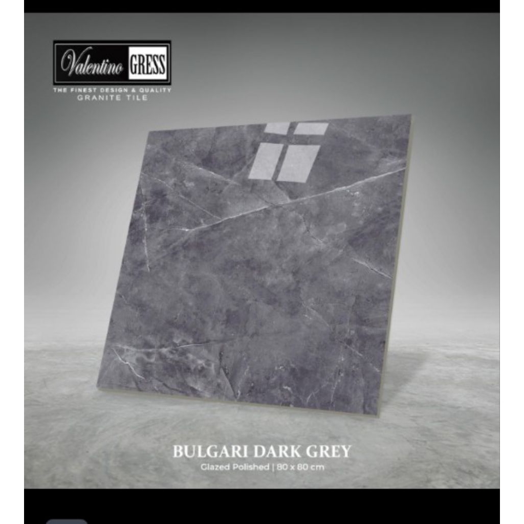 GRANIT VALENTINO 80X80 BULGARY DARK GREY GLOSSY