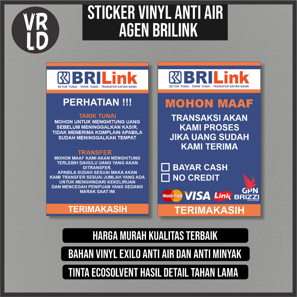 Sticker Agen BRILink / Sticker BRILink / Sticker Agen BRILINK