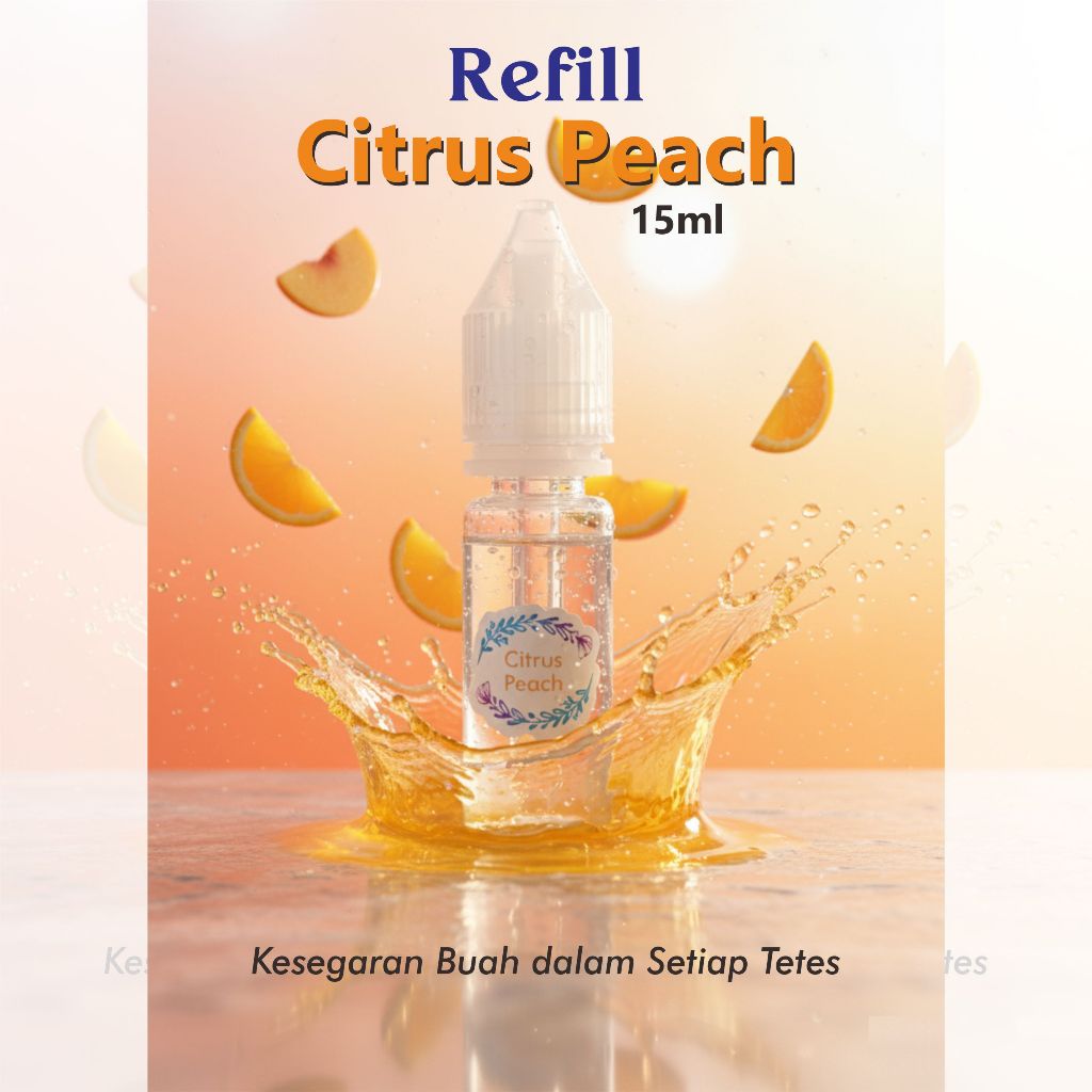 Refill Pengharum Ruangan Citrus Peach 15ml – Wangi Segar Buah Jeruk & Peach | Aroma Menyegarkan