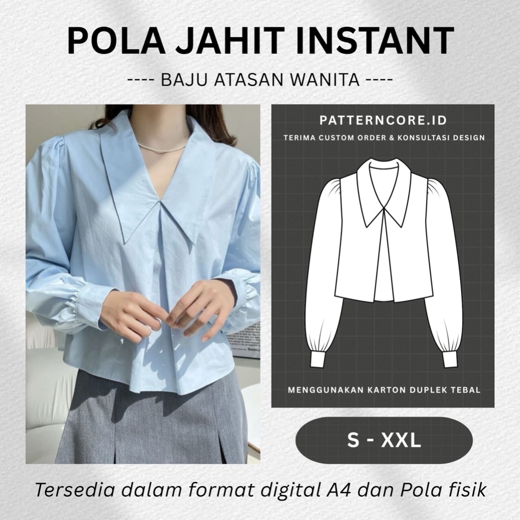 Pola Jahit Instant - Baju Wanita Kemeja