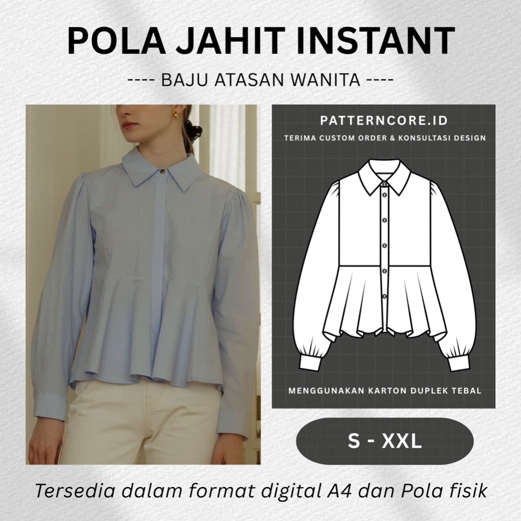 Pola Jahit Instant - Baju Wanita Kemeja