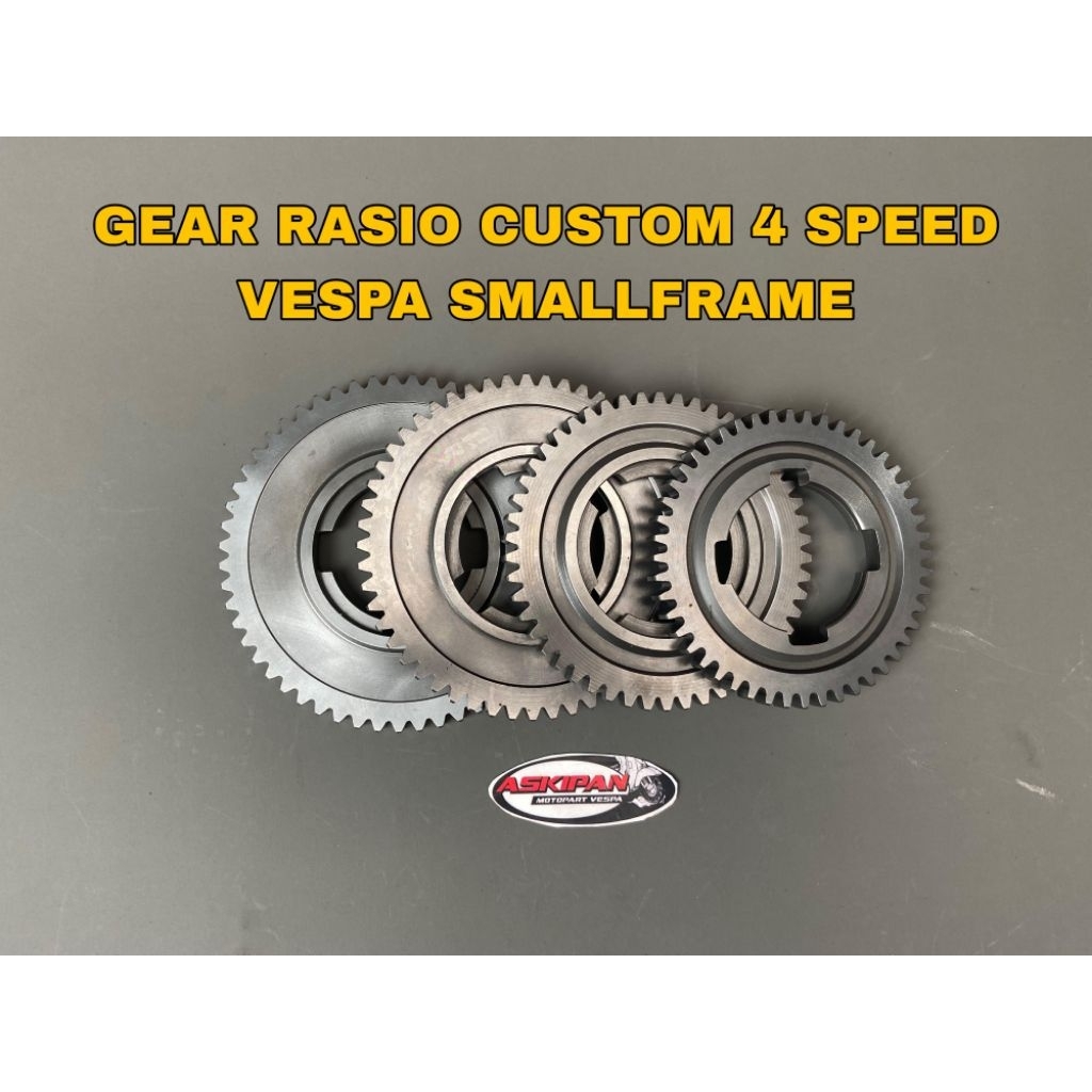 Gear gigi rasio Custom 4speed Vespa Smallframe Pts darling spesial dsb. Tersedia : Gigi 1 Mata 55 Gi