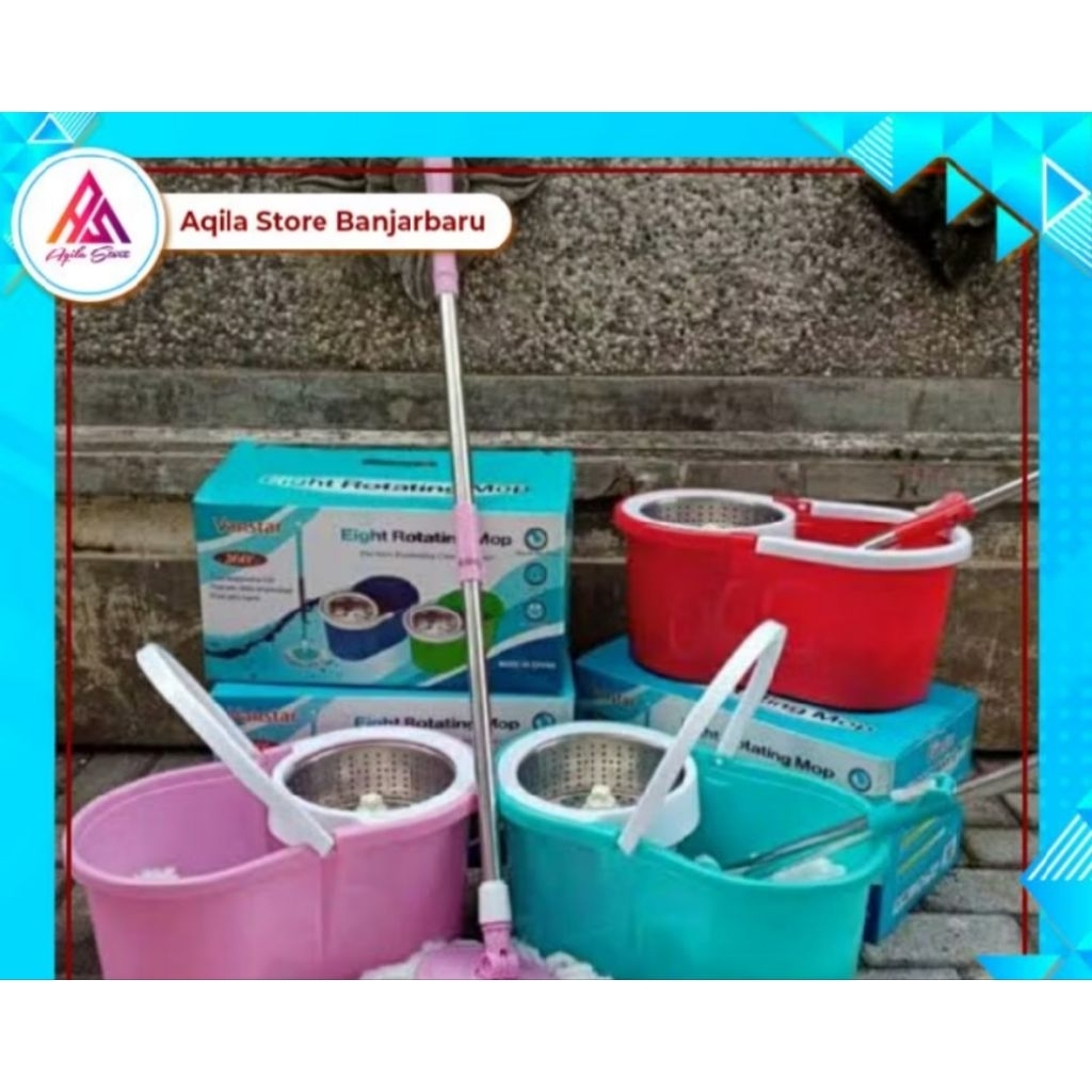 Pel Mop Putar Otomatis Vanstar / Alat Pel Putar Otomatis Magic Mop Stainless 360° Ha