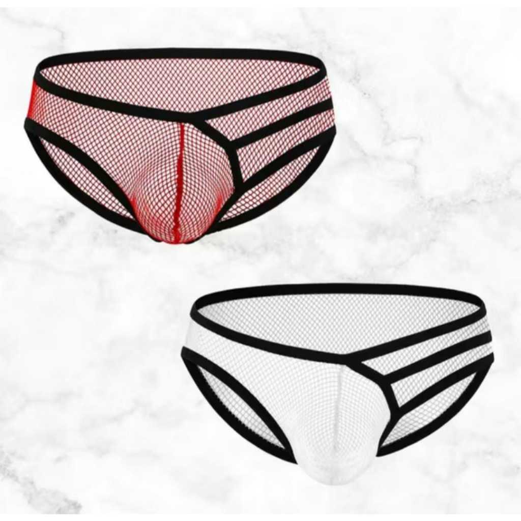 CELANA DALAM PRIA BRIEF TRANSPARAN MOTIF JARING JALA