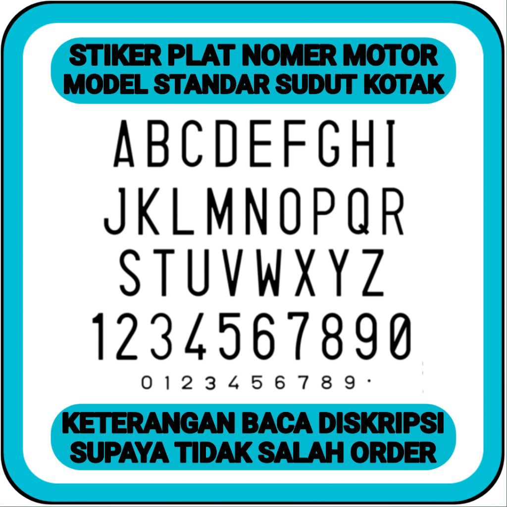 (Siap Kirim) Stiker Plat Nomor Motor Model Standar Sudut Kotak, Stiker Angka Plat Nomor Motor, Stike