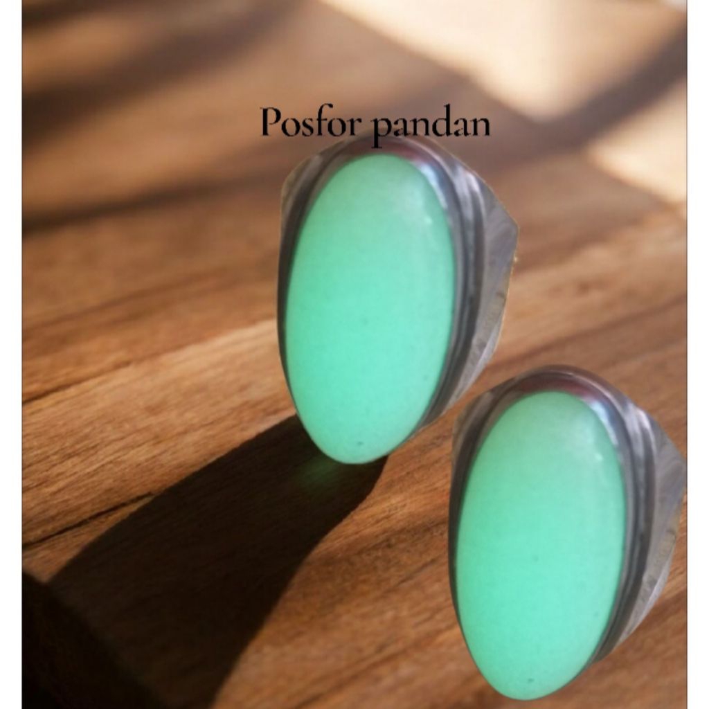 cincin batu akik pandan posfor ring monel