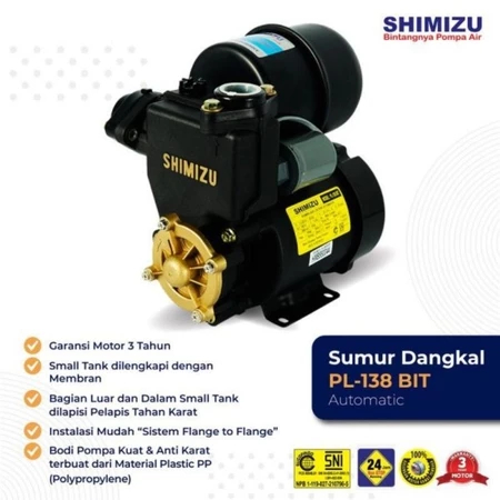 Shimizu Pompa Air Sumur Dangkal PL138BIT SHIMIZU POMPA AIR PL 138BIT WATER PUMP/PL-138BIT/PL138BIT/P