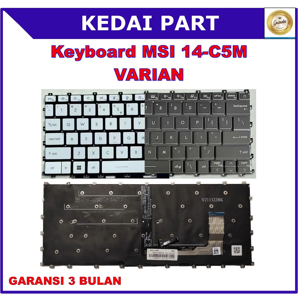 Keyboard MSI Modern 14 C5M C12M C12MO C13M C5M C7M 14-C11M 14-C12M 14-C13M White Black Backlight Bac